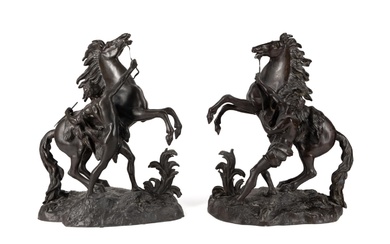 PR 'MARLY HORSES' SPELTER FIGURES, AFTER COUSTOU