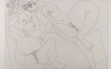 Pablo Picasso - Repos, Deux jeunes filles bavardant, 1970