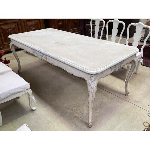 Painted French Louis XV style dining table, approx 79cm H x ...