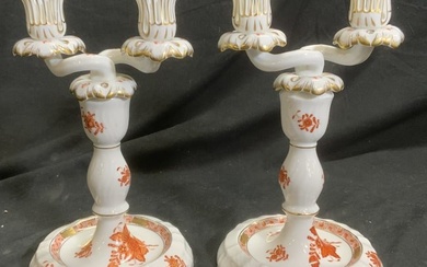 Pair Herend Chinese Bouquet Candelabras