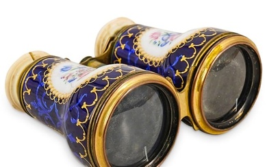 Pair Of Antique French Enameled Binoculars