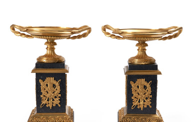 Pair of Empire Ormolu Mounted Marble Tazza, France, early 19th...
