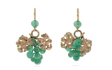 Pair of Green Onyx Grape Cluster Earrings