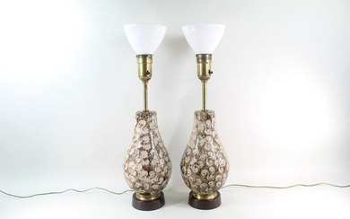 Pair of Mid-Century Modern Textured Ceramic Lamps