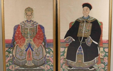 Pair of Mixed Media on Paper, Ancestral Portraits