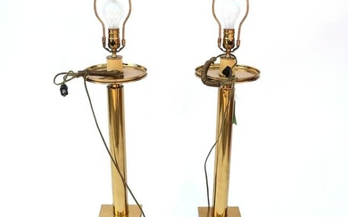 Pair of Modern Brass Column Lamps