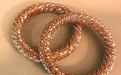 Pair of Modern Woven Gold Plated Bangles