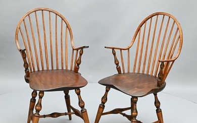Pair of New York Continuous Arm Windsor Chairs