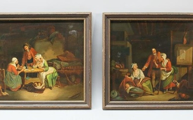 Pair of Oils on Copper Interior Scenes