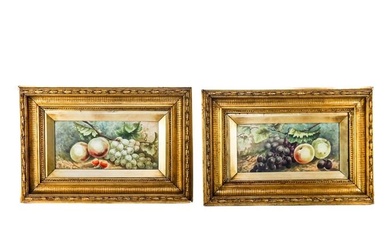 Pair of Signed Hand-Painted Porcelain Plaques
