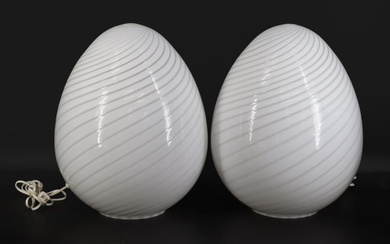 Pair of Vetri Murano Egg Lamps