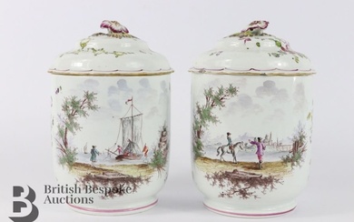 Pair of early 19th century French porcelain pots and...