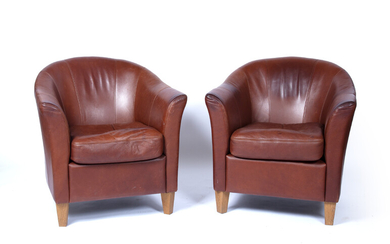 Pair of leather tub chairs