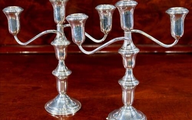 Pair of sterling-silver small candle holders