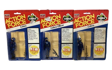 Palitoy Action Man Action Force Cobra Officer, Cobra (x2) & Red Shadow (Black Glove Version) (x3), on card with blister pack (6)