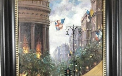 Paris Street Scene Signed Oliver Oil on canvas, signed