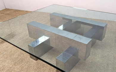 Paul Evans Cityscape Coffee Table. Unmarked. Glass top.