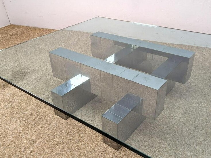 Paul Evans Cityscape Coffee Table. Unmarked. Glass top.