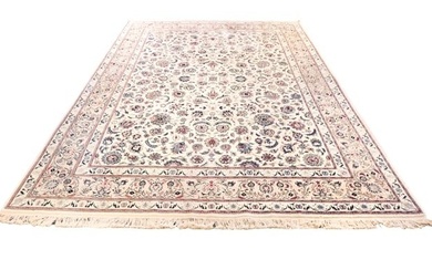 Persian Floral Oriental Ivory Hand Knotted Carpet