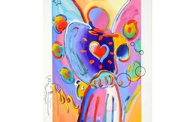 Peter Max (b. 1937) Acrylic On Canvas, Angel With Heart