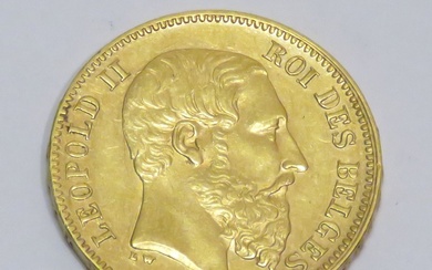 Pièce en or de 20 Francs "Léopold II-Roi des Belges" datée de 1870. Poids :...