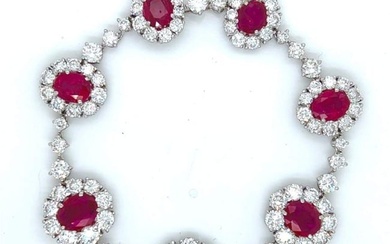 Platinum SSEF Certified Thai Ruby & Diamond Bracelet