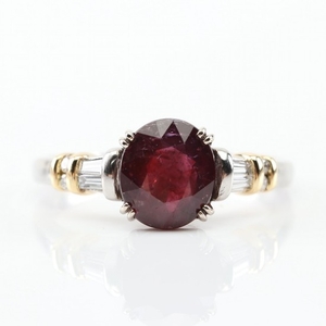 Platinum and 18K Yellow Gold Ruby and Diamond Ring