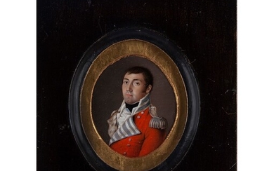 Portrait miniature of an official in red uniform and silver epaulettes, London 1741-1811