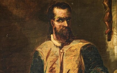 Portrait of a man in 17thC costume, 19thC, 32 x 42 cm