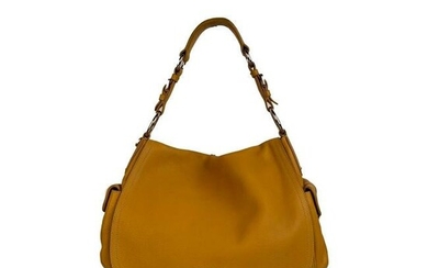 Prada Yellow Leather Flap Shoulder Bag with Side