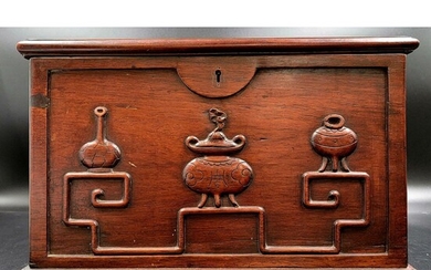 Qing Dynasty Chinese Hardwood Scholar Box Signed