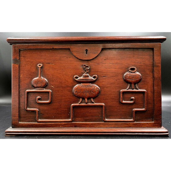 Qing Dynasty Chinese Hardwood Scholar Box Signed