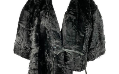Ralph Lauren Collection Black Lamb Fur Cropped Cover Up