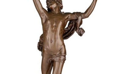 Raoul Verlet (1857-1923), 'The sorrow of Orpheus', patinated bronze, H 62 cm