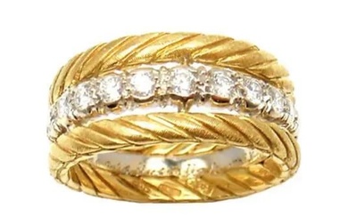 Rare Vintage Buccellati 18k Yellow White Gold 0.35ct Diamond Band Ring Size 5