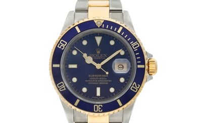 Reference 16613 Submariner A yellow gold and stainless steel wristwatch with date and bracelet, Circa 2002