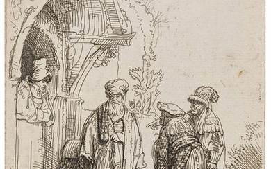 Rembrandt van Rijn (1606-1669) Three Oriental Figures (Jacob and Laban?)