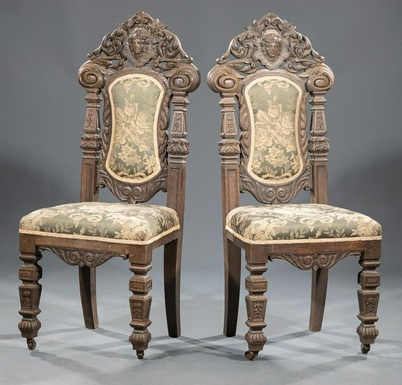 Renaissance Revival Carved Oak Side Chairs