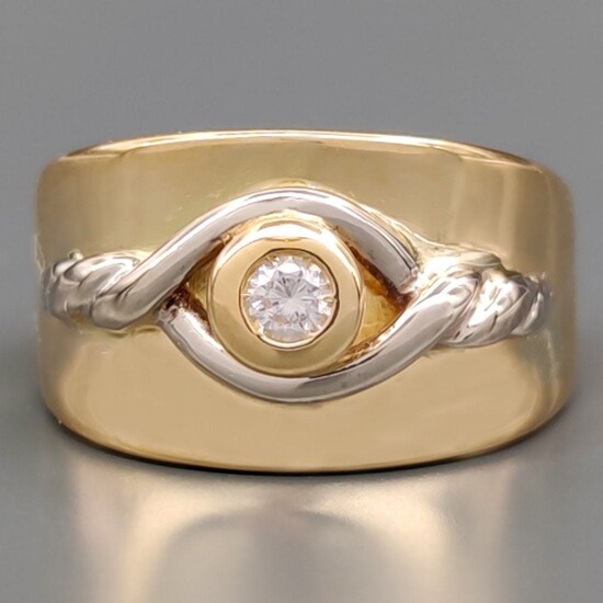 Ring 18 kt.White gold, Yellow gold - 0.16 ct Diamond