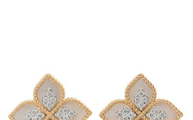 Roberto Coin 18K Rose White Gold Diamond Mother of Pearl Venetian Princess Earrings