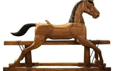 40's Hand Carved Italian Rocking Horse