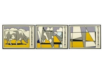 Roy Lichtenstein Cow Going Abstract 1982 Triptych