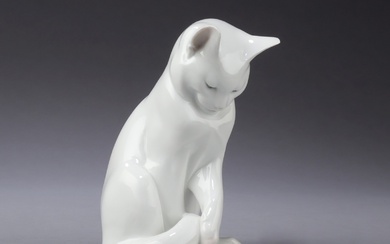 Royal Copenhagen. 'Sitting Cat', porcelain figure