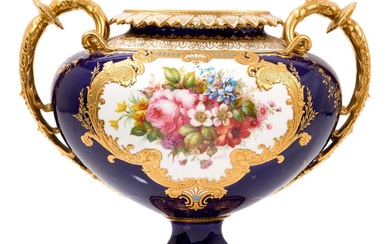 Royal Crown Derby large two handled vase painted by Albert Gregory, marks for 1915