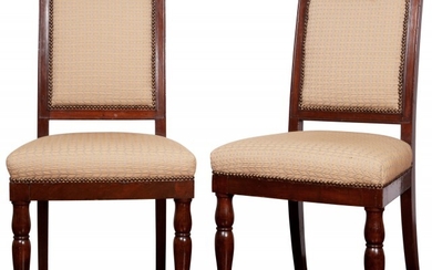 Royal Interest: Set of Six Empire Upholstered Mahogany Side Chairs from the Chateau D'Eu