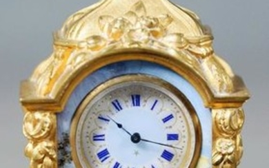 Royal Vienna Style Gilt Porcelain Clock Courtship Scene