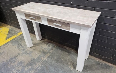 Rustic Timber Hall Table with Two Drawers (H:77 x W:120cm)