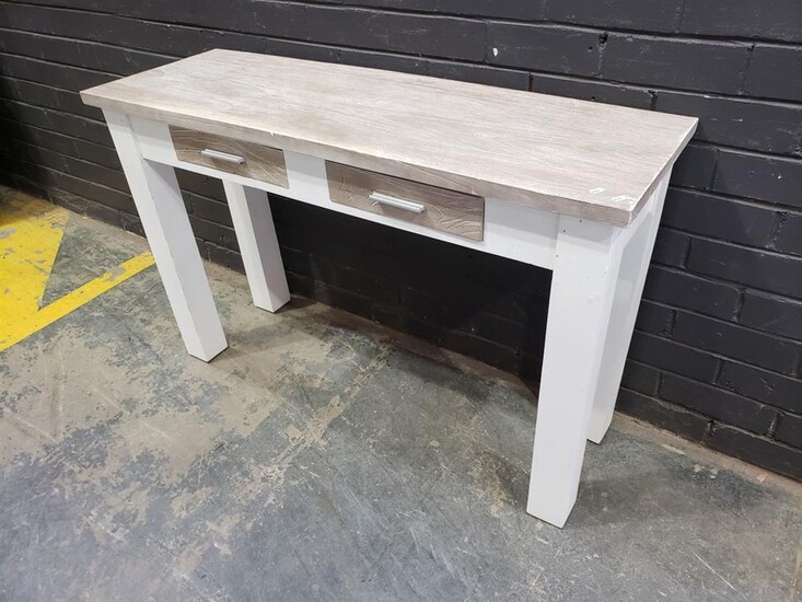 Rustic Timber Hall Table with Two Drawers (H:77 x W:120cm)