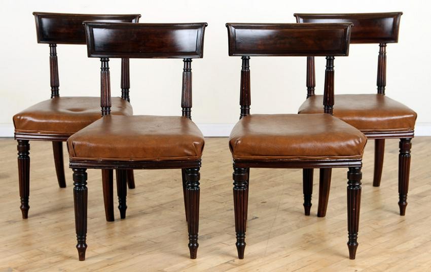 SET 4 REGENCY CURVED BACK CHAIRS CIRCA 1820