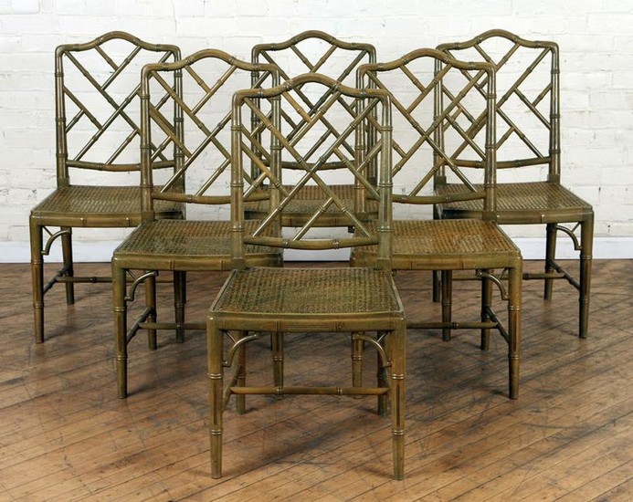 SET 6 FAUX BAMBOO DINING CHAIRS CIRCA 1950